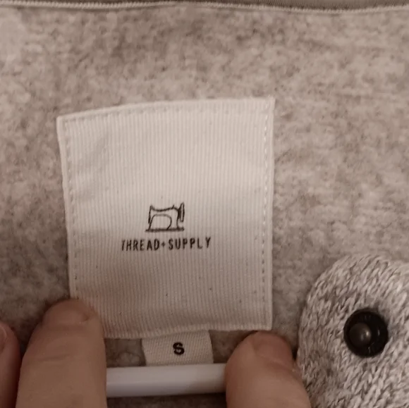 Thread & Supply Dillion Oatmeal Spice Pullover 3/4 Snap Cozy Hoodie Sweatshirt S - Picture 5 of 8